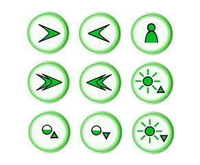 Icons with arrows and for changing of brightness and contrast