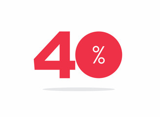 Vector red 40% text on air with shadow.