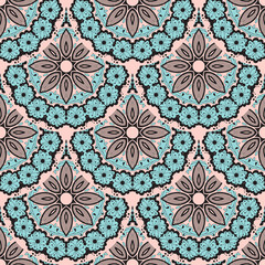 Seamless abstract floral circles tiled pattern