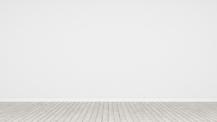 Leere Raum mit weisser Wand und Holzfussboden