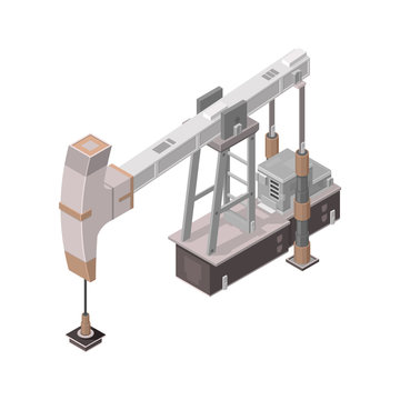 Isometric Oil Derrick Icon.

Vector illustration of an oil pump and production process.
