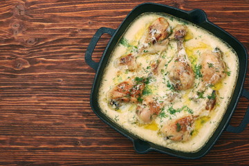 Roasted chicken with creamy sauce