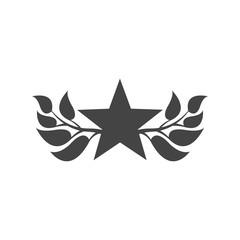Abstract foliate element with star. Laurel wreath.