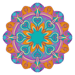 Ornament color card with mandala. Vintage decorative elements. Hand drawn background. Logo.
