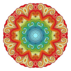 Ornament color card with mandala. Vintage decorative elements. Hand drawn background. Logo.