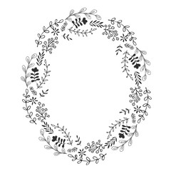 Ornamental vector floral frame. Ink illustration.