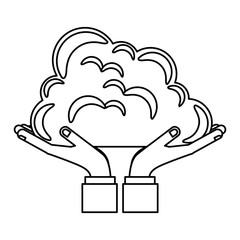 Hands holding a cloud icon vector illustration graphic design