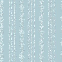 Seamless vector floral pattern. Blue and white illustration.