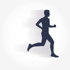 Fototapeta na wymiar Vector runner and marathon line silhouette symbol 