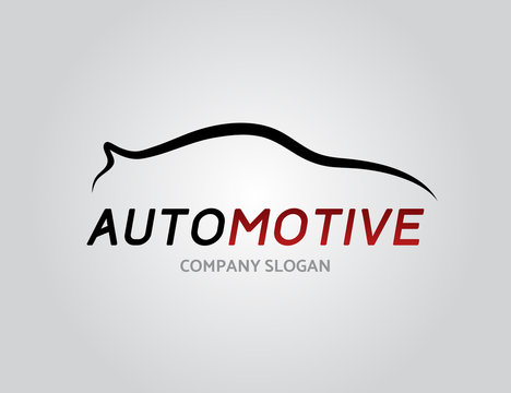 Automotive car logo design with concept sports vehicle icon silhouette isolated on light grey background. Vector illustration.
