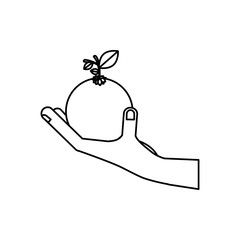 hand with fruit icon vector illustration graphic design