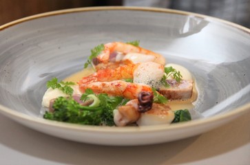 Tiger prawns with herbs and spices