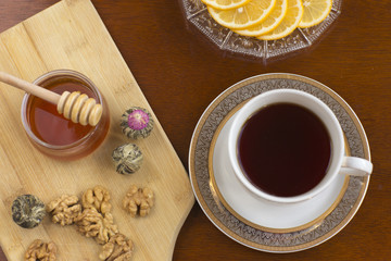 Table served for breakfast.