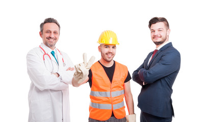 Three people and their different occupations