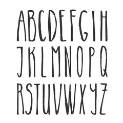 Handwriting Alphabet. Vector Hand Drawn Thin Font. Letters for design.