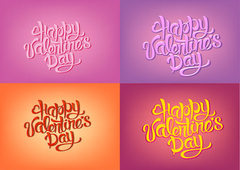 Happy Valentines Day Hand Drawing Vector Lettering design set.