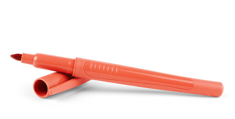 Plastic Marker pen with cap off isolated over white