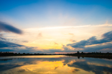 sunset on the lake landscape