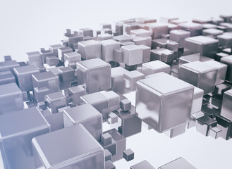 Blank metallic cubes 3d illustration