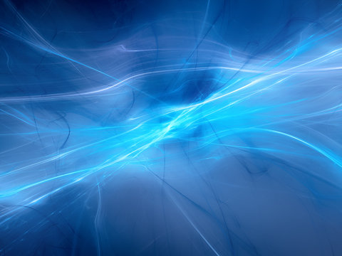 Blue glowing plasma lines in deep space