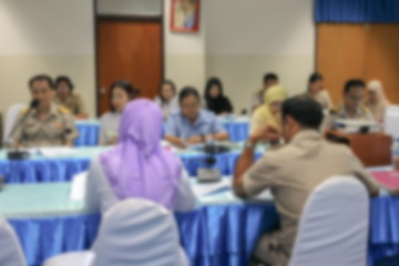 Obraz na płótnie Canvas focus blur, business education training conference a meeting room