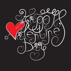 Happy Valentine's Day calligraphic inscription for print and web
