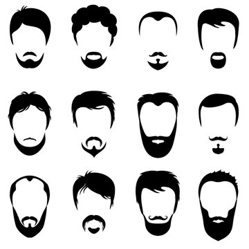 Design constructor with men vector silhouette shapes of haircuts