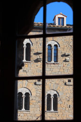Foreshortening of Volterrra framed in a window, Pisa, Tuscany, Italy
