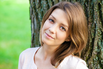 Portrait close up of young beautiful blonde woman