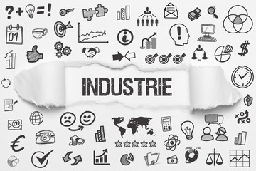Industrie / weißes Papier mit Symbole