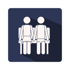 color silhouette frame with couple seated vector illustration