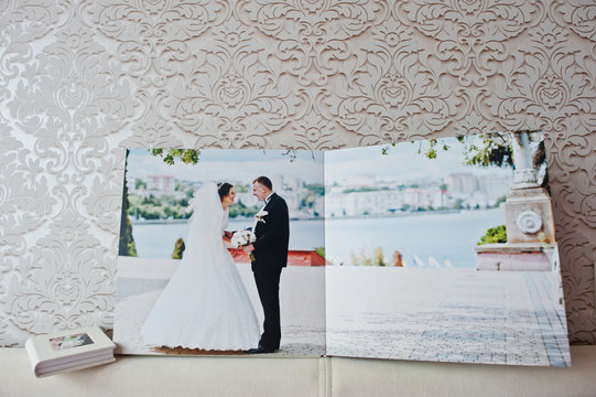 Dual pages of wedding album or wedding book.