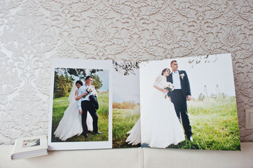 Dual pages of wedding album or wedding book.