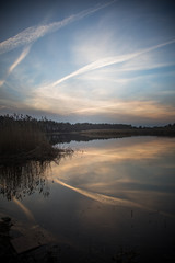 A beautiful norther Europe landscape with a lake in early spring