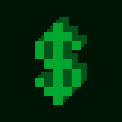 Fototapeta premium Dollar Symbol Pixel Style Design Icon. Vector