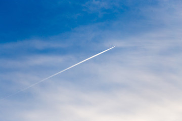 the trail from an airplane in the sky