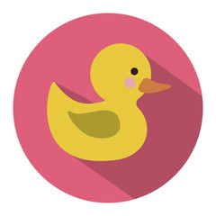 color silhouette with yellow duck bath in round frame