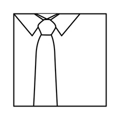 monochrome contour with shirt and tie close up vector illustration