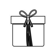 monochrome contour with giftbox with ribbon vector illustration