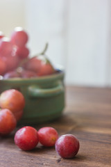 Fresh grapes on wooden table