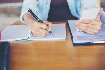 Hand writing in notebook for background