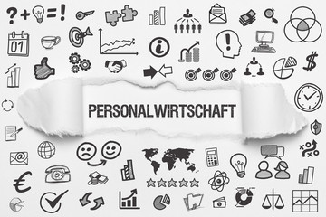 Personalwirtschaft / weißes Papier mit Symbole