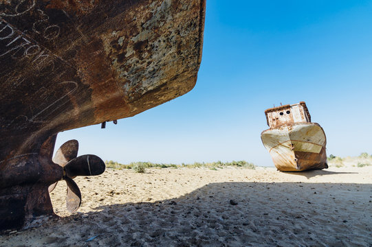 Muynak (Moynaq) ship graveyard in Uzbekistan