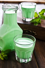 Green creamy liquid
