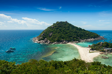 Lanscapeview of sen and island at summer time with mountain under clear sky at tropical © pattierstock