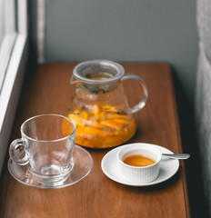 Fruit vitamin tea with orange, honey, sea-buckthorn and spices w