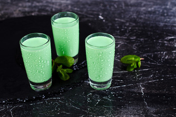 Green creamy liquid