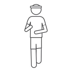 silhouette front view pictogram man jogging icon design vector illustration