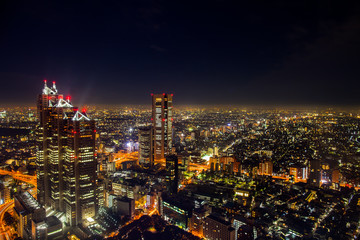 Fototapeta na wymiar Night view of yogohama cityscape at japan 