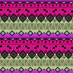 Aztec black pattern on a multi-colored background.Horizontal stripes